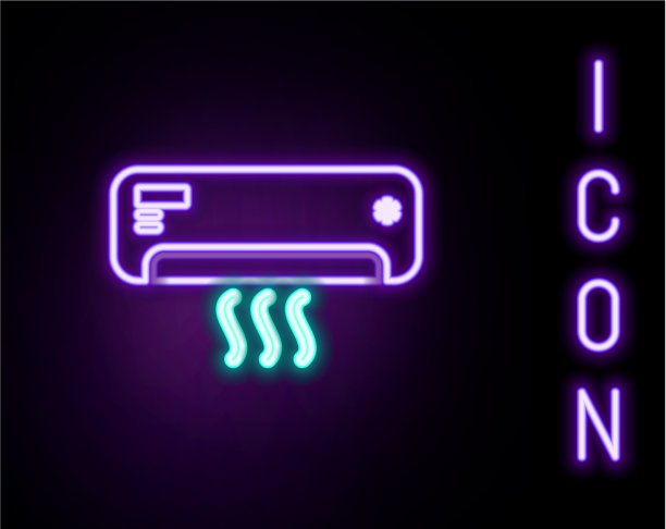 霓虹灯线空调图标隔离图片下载