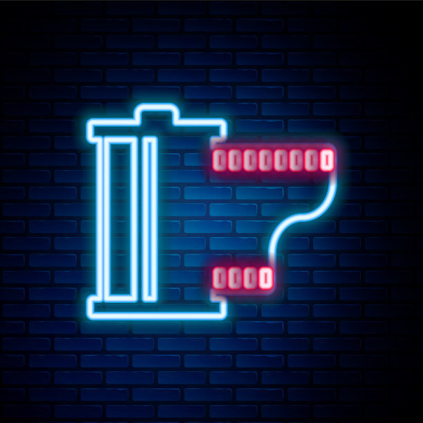 发光的霓虹灯线相机老式胶卷图片下载