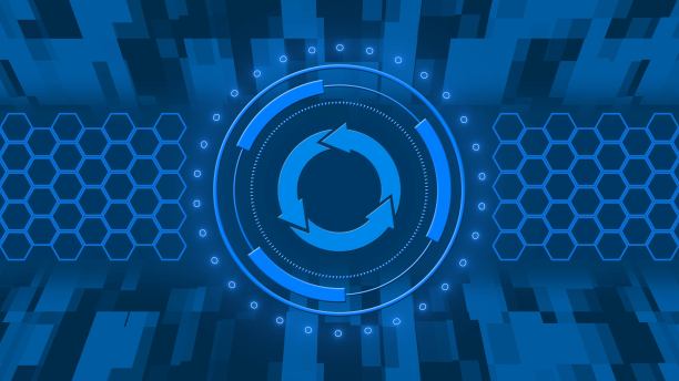 网络安全概念-更新标志hud元素-抽象背景蜂窝和矩形元素图片下载