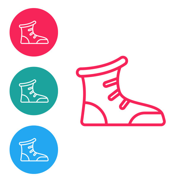 红色线运动拳击鞋图标孤立在白色图片下载