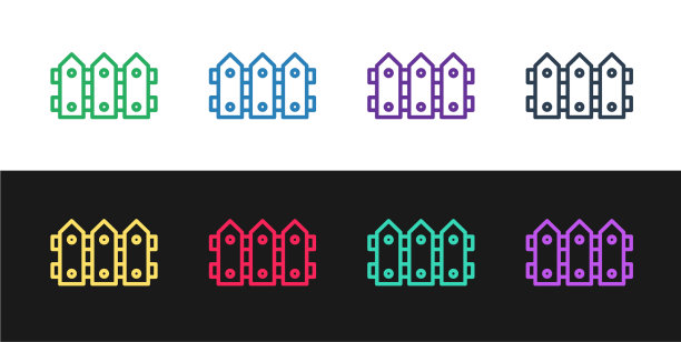 设置线花园栅栏木图标孤立上图片下载