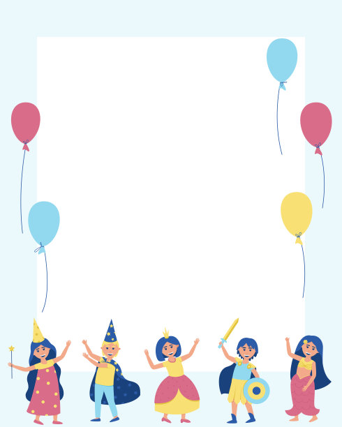 和穿着狂欢节服装和气球的孩子们在一起图片下载