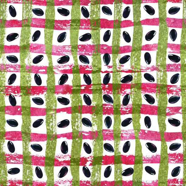 西瓜籽，黑籽。无缝模式。水彩插图为设计的记事本，封面，墙纸，包装，包装，打印，背景，模板图片下载