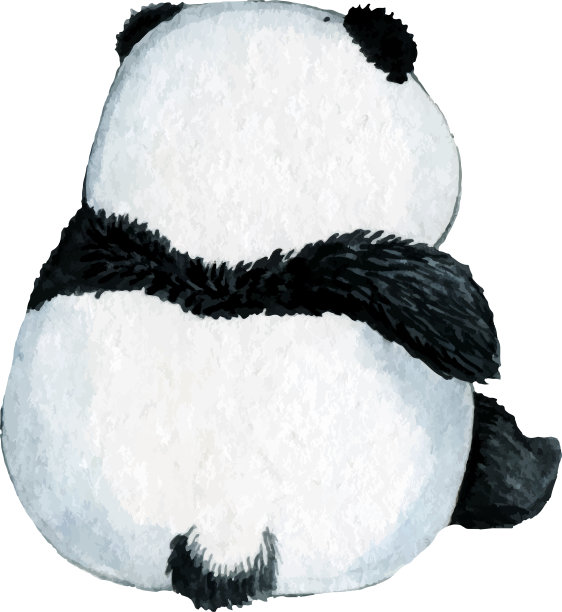 水彩剪纸可爱的熊猫宝宝。手绘kawaii anima图片下载