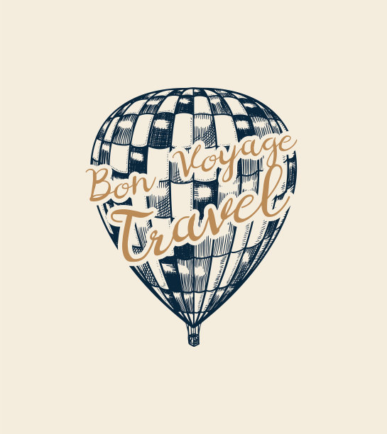 复古的热气球徽章复古飞行图片下载