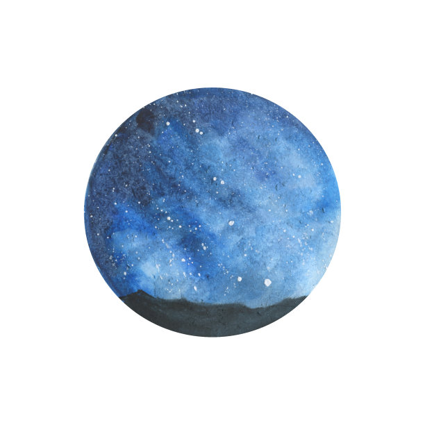 水彩剪贴画自然在圆圈。几何景观。手绘插画露营图片下载