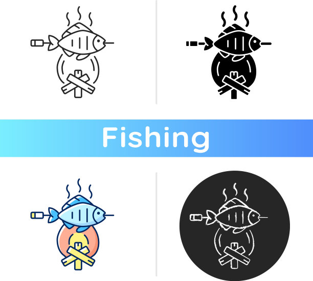 烹饪新鲜的鱼的图标图片下载
