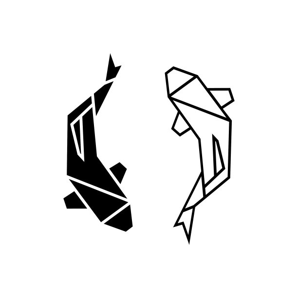 双鱼座标志上白色一对鱼俯视图图片下载