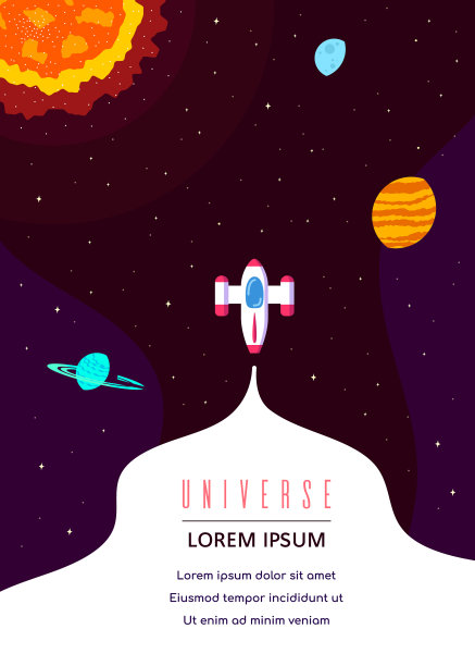 外层空间概念横幅模板在平面风格图片下载