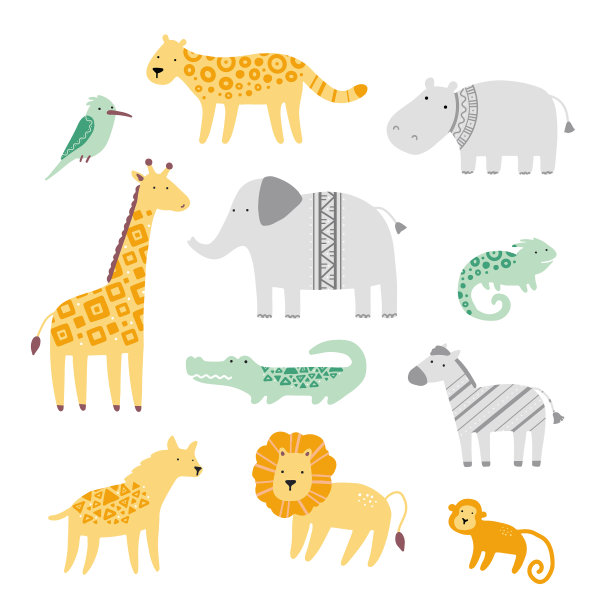 设置可爱的非洲动物园动物图片下载