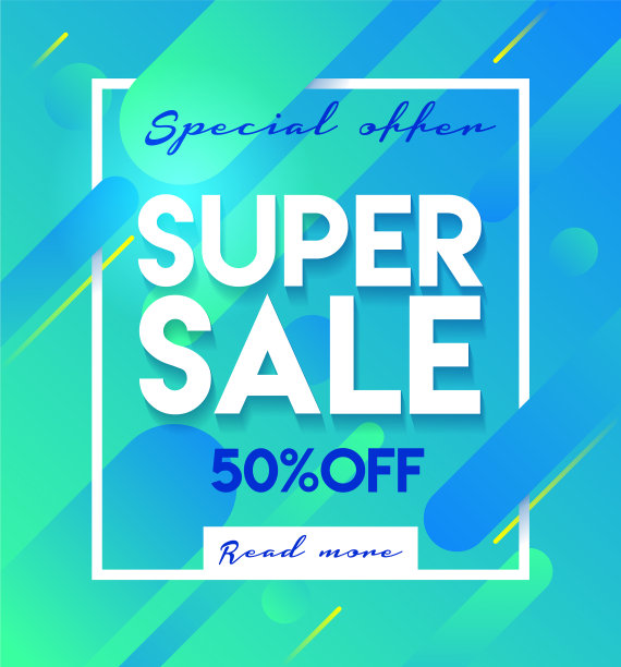 超级销售横幅销售和折扣平面设计图片下载