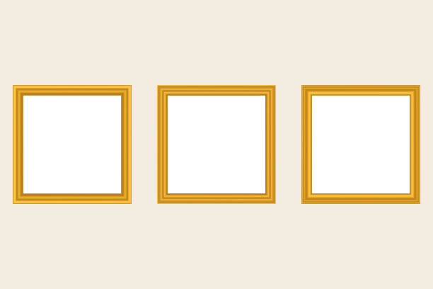 一套方金色复古木框架为您的设计。复古封面。文本。古色古香的黄金现代矩形框架。模板向量插图图片下载
