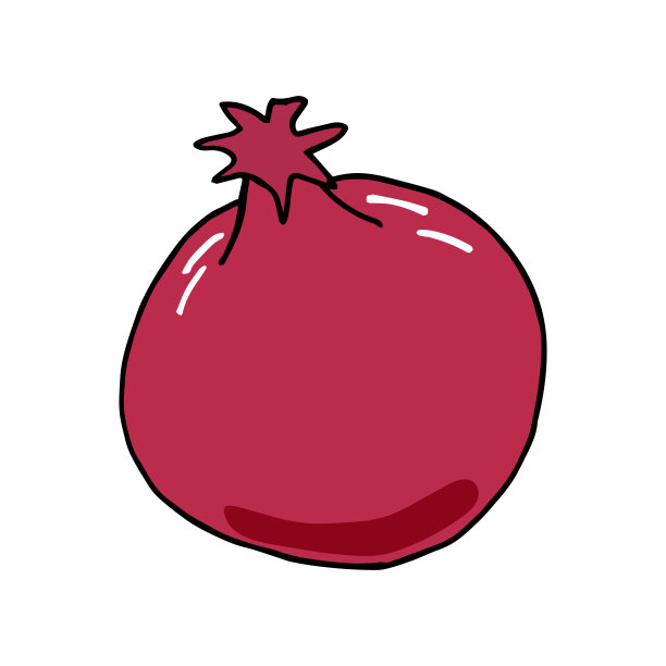 石榴石彩色矢量插图孤立在白色背景。手绘风格，可爱的涂鸦艺术。涂鸦矢量插图。水果的园艺。健康的饮食习惯。图片下载