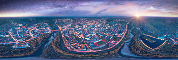 宇宙中的行星城市。图片下载