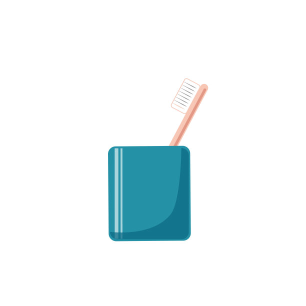 蓝色玻璃和粉红色的牙刷图片下载