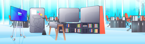 现代化的橱柜与办公室内家具图片下载