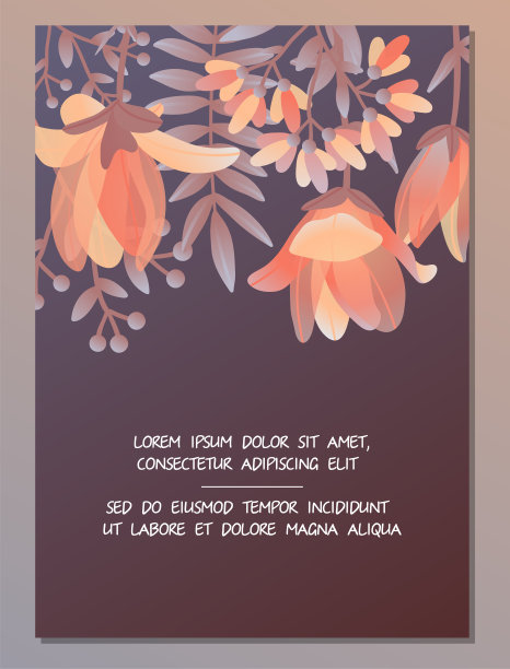 可爱的植物婚礼邀请卡与美丽的鲜花图片下载