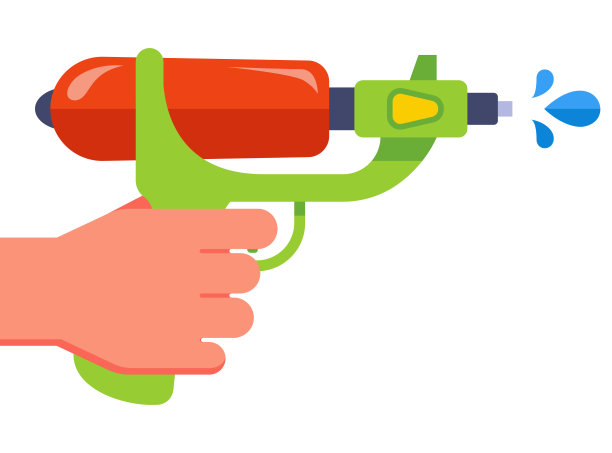 手拿塑料水枪。射水图片下载