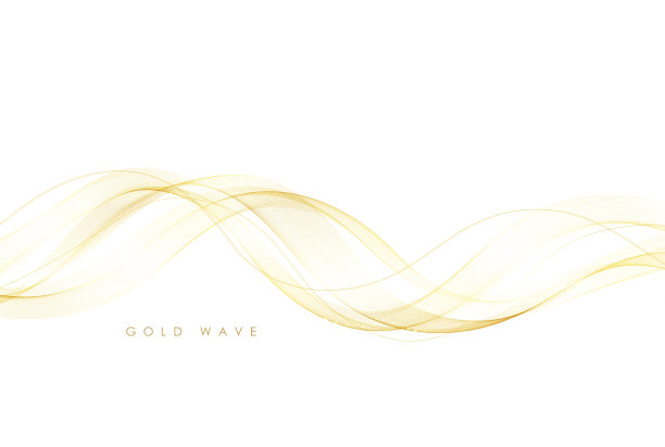 向量抽象彩色流动的金色波浪线孤立在白色的背景。婚礼请柬、贺卡设计元素图片下载