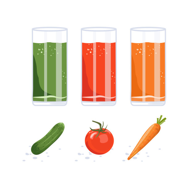 玻璃杯中的新鲜果汁。胡萝卜，番茄和黄瓜蔬菜。奶昔排毒图片下载