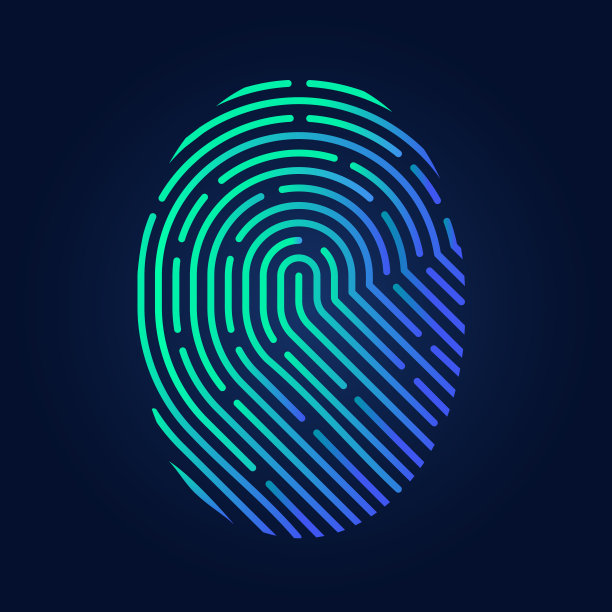 指纹矢量标志，标志，符号。创意彩色粉笔字母设计矢量标志图标。图片下载