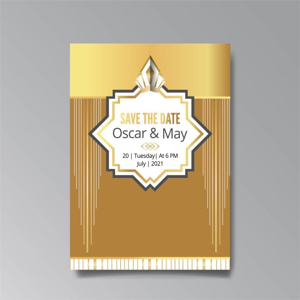 装饰艺术，阿拉伯婚礼请柬，金色，白色浅米色奢华典雅复古风格图片下载