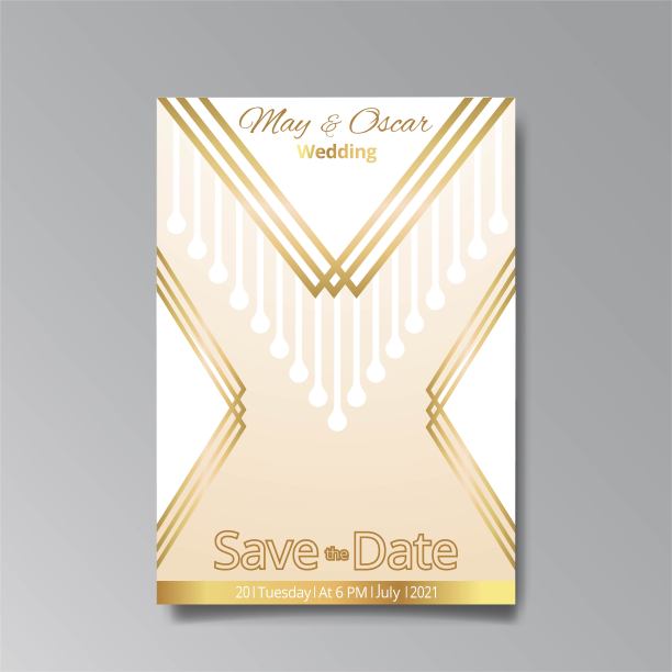 装饰艺术，新艺术婚礼请柬，金色，白色浅米色奢华优雅复古风格。图片下载