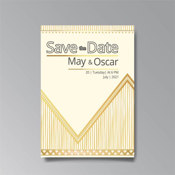 装饰艺术，新艺术婚礼请柬，金白色豪华典雅复古风格图片下载