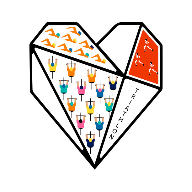 一张彩色的海报，上面有自行车手、跑步者和游泳者的名字，上面写着“铁人三项”。极简主义风格的运动员的明亮剪影。比赛和马拉松。在新鲜空气中冒险图片下载