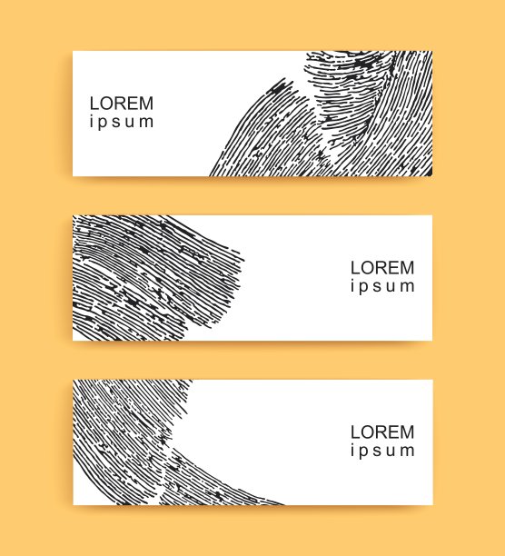 三个现代极简主义横幅。作者的肌理从笔触与宽干燥的刷子。枯燥乏味的风格。向量的横幅图片下载