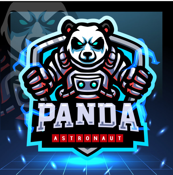 熊猫宇航员吉祥物。游戏符号设计图片下载