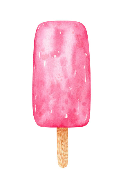水彩草莓冰淇淋棒图片下载