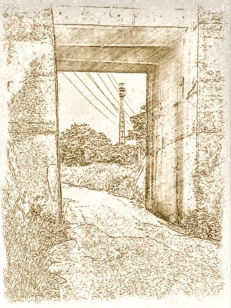 画有隧道的街道图像。图片下载