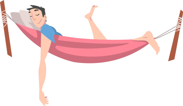 微笑的男性躺在吊床上睡觉图片下载