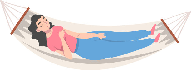 女性躺在吊床上睡觉图片下载