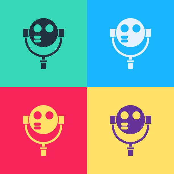 波普艺术旅游双筒望远镜图标孤立的颜色图片下载