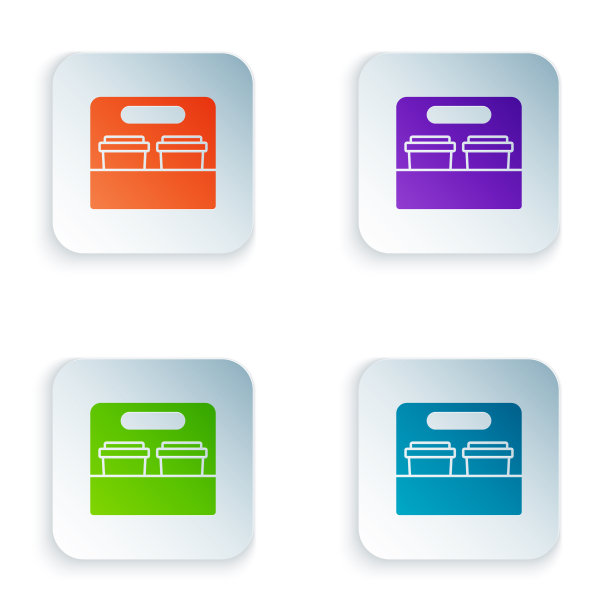 彩色咖啡杯去图标孤立在白色图片下载