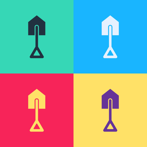 波普艺术铲子图标孤立的颜色背景图片下载