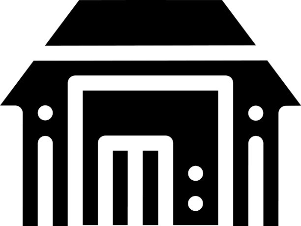 白色背景宽阔黑色房屋图片下载