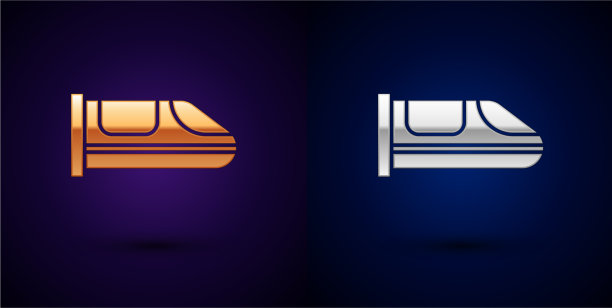 金色和银色的高速列车图标孤立上图片下载