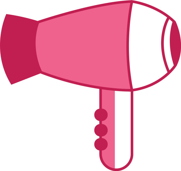 白色背景上的粉色吹风机图片下载