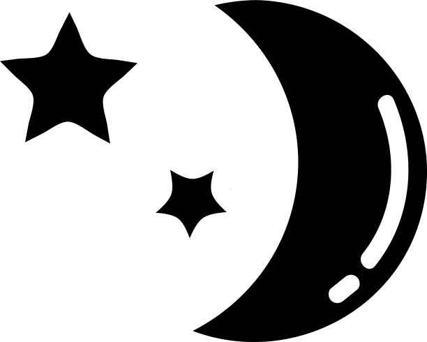 年轻的黑色月亮和两颗星星在白色图片下载