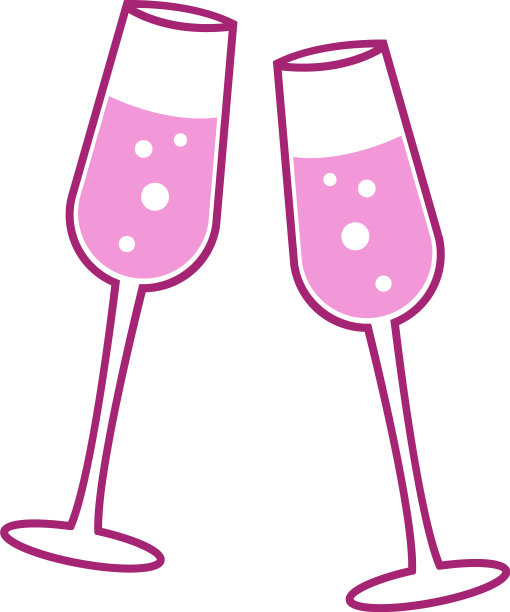 白色背景上的两只粉色香槟酒杯图片下载