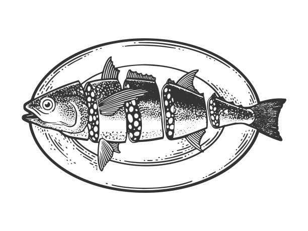 萨拉米香肠鱼素描图片下载