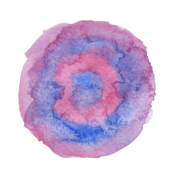 紫色和蓝色水彩在圆圈素材图片