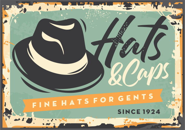 帽子和帽子的绅士复古锡标志图片下载