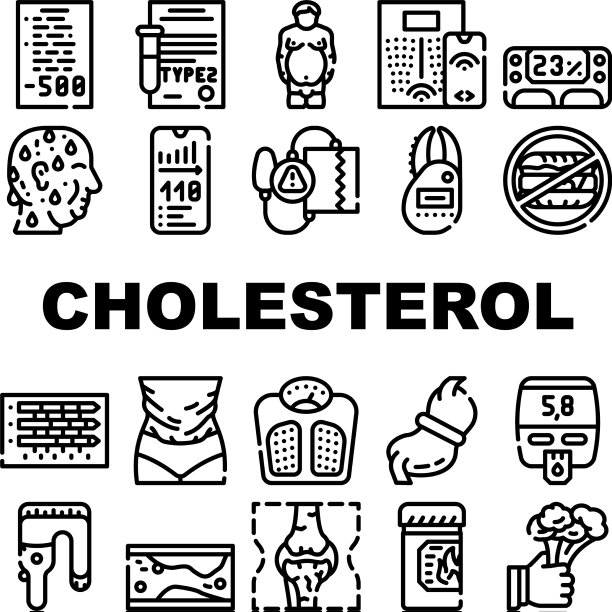 胆固醇超重收集图标集图片下载