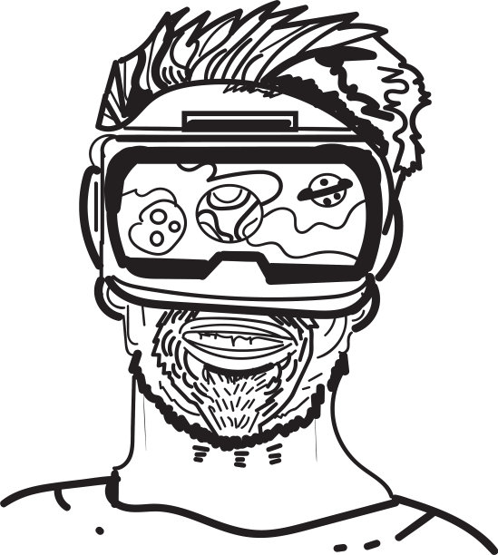 细线图标与平面设计元素虚拟图片下载