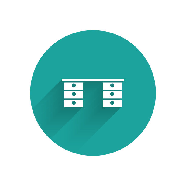 白色办公桌图标孤立与长影子图片下载