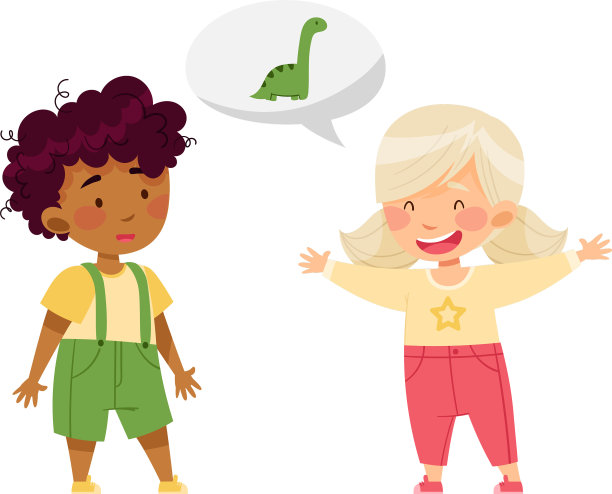 小女孩给她讲恐龙的故事图片下载